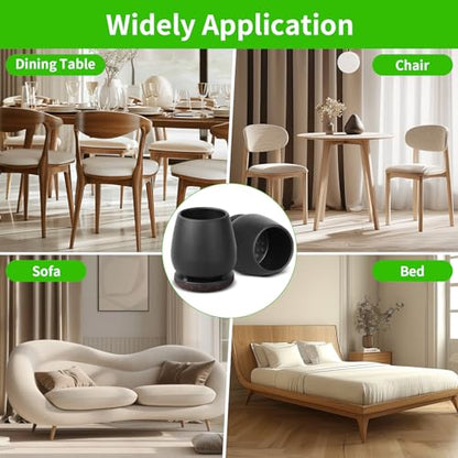 16PCS Round Silicone Chair Leg Floor Protectors for Hardwood Floors, Felt Furniture Pads Covers Table Chair Leg Caps, Large Chair Sliders for Wood Floors, Anti-Scratches & Noise(Black, Fit:1.1"-1.4") - size: L(Fit 1.1"-1.4") - Black