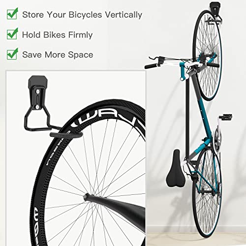 Housolution Bike Wall Mount with Fixed Hook, [4 Pack] Heavy Duty Bike Storage Rack, Bike Rack Vertical Stand for Garage - Easily Hang/Detach - with Screws Iron Bike Hanger Brackets - size: 4 Pack