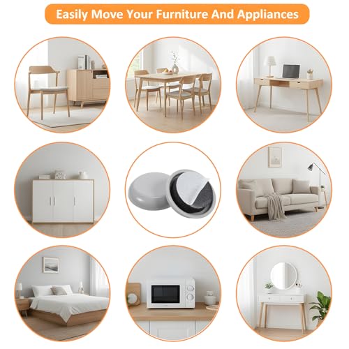 16 Pcs Self-Adhesive Stick Furniture Sliders 1 Inch Furniture Movers Self Adhesive Chair Gliders 2 Types Furnitures Moving Glides Pads Self Adhesive Gliders for Carpet Hardwood Floors(Round & Square)
