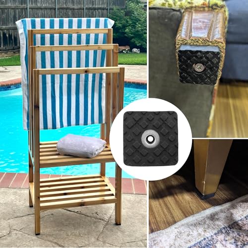 20 Pack Square Rubber Feet 30mm x 30mm / 1-3/16" x 1-3/16"– Non Slip Black Rubber Bumpers Outdoor Furniture Floor Protection Pads for Sofa Patio Table Chair Desk Legs, Viral Home Essential for Scratch