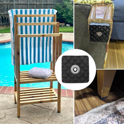 20 Pack Square Rubber Feet 30mm x 30mm / 1-3/16" x 1-3/16"– Non Slip Black Rubber Bumpers Outdoor Furniture Floor Protection Pads for Sofa Patio Table Chair Desk Legs, Viral Home Essential for Scratch