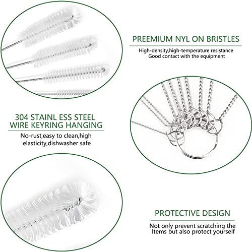 CiaraQ Bottle Cleaning Brushes, 8 Inch Nylon Tube Brush Set, Cleaner for Narrow Neck Bottles Cups with Hook, Set of 13pcs, White - color: White, size: 8.0 Inch (13pcs)