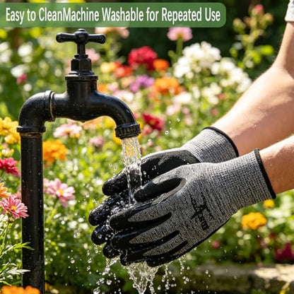 Unisex gardening gloves with a breathable latex coating, suitable for gardening, carrying, and other similar tasks - color: 6 Pairs Gray Gloves