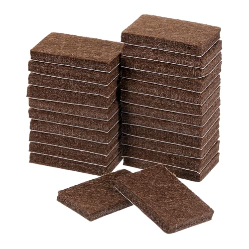uxcell Furniture Pads, 24Pcs 1.4"x0.9" - Rectangle Self Adhesive Felt Furniture Pads, Hardwood Floor Protectors for Furniture Feet Chairs Legs (Brown) - color: Brown