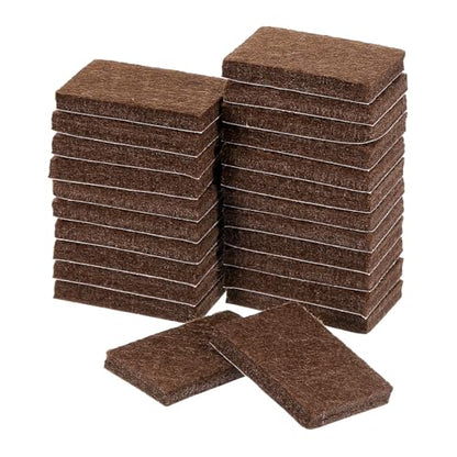 uxcell Furniture Pads, 24Pcs 1.4"x0.9" - Rectangle Self Adhesive Felt Furniture Pads, Hardwood Floor Protectors for Furniture Feet Chairs Legs (Brown) - color: Brown
