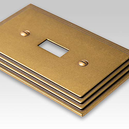 Amerelle Steps Single Duplex Cast Metal Wallplate in Rustic Brass Cast - color: Rustic Brass, size: 1 Duplex