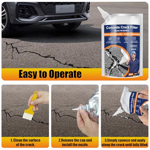 Concrete Crack Filler, 4 PCS Self Leveling Cement Crack Sealant, Quick-Drying Sealing Adhesive Repair Sealer for Driveways, Sidewalks, Patios, Waterproof Outdoor Joint Caulking Glue, Gray - style: 70 oz