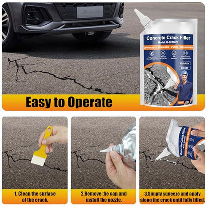 Concrete Crack Filler, 4 PCS Self Leveling Cement Crack Sealant, Quick-Drying Sealing Adhesive Repair Sealer for Driveways, Sidewalks, Patios, Waterproof Outdoor Joint Caulking Glue, Gray - style: 70 oz