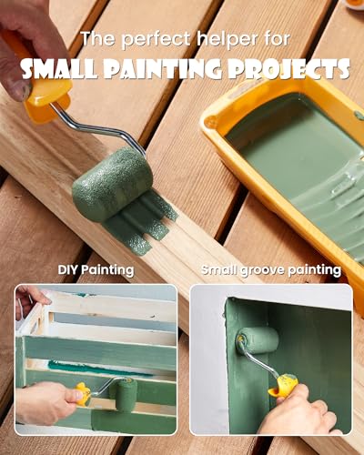 Voomey Foam Paint Roller, 2 Inch Mini Paint Roller Kit 12 Pack, Small Paint Rollers with Tray and Roller Frame for Touch Up Painting Wall, Door, Cabinet - size: 2 Inch Mini Paint Roller Kit 12 Pack