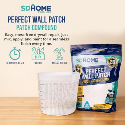 Drywall Repair Compound by SD Home, Fast-Drying Spackle Filler for Holes, Cracks & Wall Damage, Mix-As-Needed Dry Compound Putty, 2 lb. Resealable Bag, Perfect Drywall Hole Patch Solution - style: Patching Compound