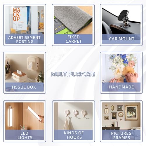 Double Sided Tape Heavy Duty, Clear Nano Tape, 0.8'' x 120'' Two Sided Mounting Adhesive for Walls Posters Carpet, Removable Space Gel Strip, 1/24" Thick