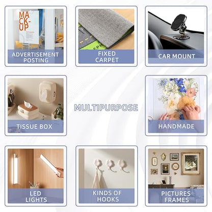 Double Sided Tape Heavy Duty, Clear Nano Tape, 0.8'' x 120'' Two Sided Mounting Adhesive for Walls Posters Carpet, Removable Space Gel Strip, 1/24" Thick