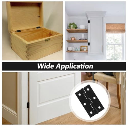 Murtenze 6 Pack 2.5 Inch Door Hinges, Black Butt Hinges with Mounting Screws - color: Black, size: 2.5 Inch - 6PCS