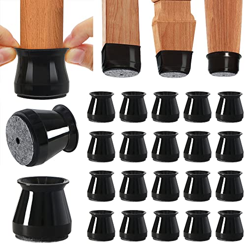 BUMACO 20Pcs Chair Leg Floor Protectors Chair Leg Protectors for Hardwood Floors Silicone Pads Covers to Protect Floors Black-20 Pcs Universal S(15/16" to 1-5/16") - color: Black-20 Pcs, size: Universal S