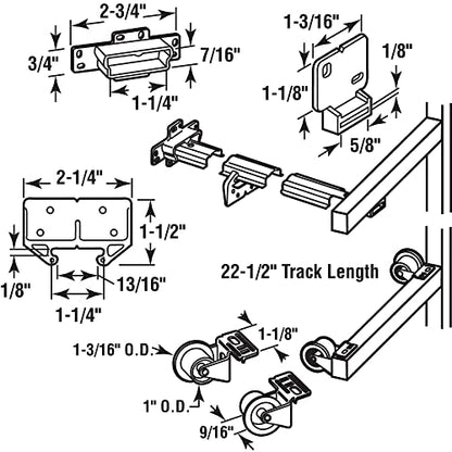 Prime-Line R 7125 Drawer Track Repair Kit, Metal Track, 22-1/2 In. Long (1 Kit)