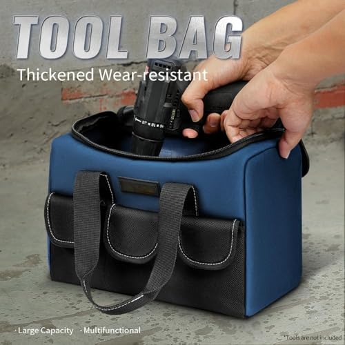 Heavy-Duty Tool Bag with Wide Mouth - Durable Polyester Material, Multiple Compartments and Pockets, No Assembly Required, for Tool Storage, Carrying and Organization