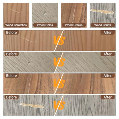 DAIXISM Wood Filler Sticks,12colors Wood Wax Crayons for Scratches, Scuffs, Cracks, and Nail Holes on Wood Furniture, Floors, Cabinets, Tables, and Doors