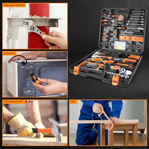 Home Tool Kit 157PCS Basic Household Auto Repair Tool Set Car Toolbox General Hand Tool Kit for Home Men Women DIY with Plastic Toolbox Storage Case Pliers Wrench Combination - color: GJX157S