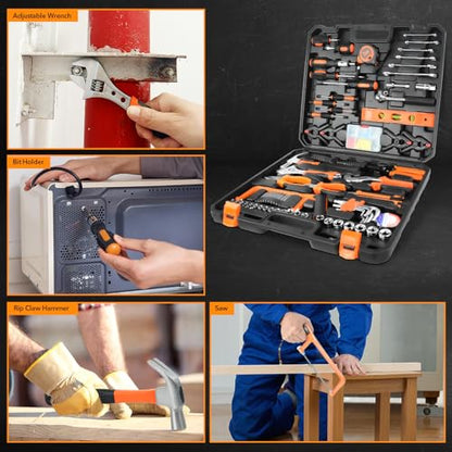 Home Tool Kit 157PCS Basic Household Auto Repair Tool Set Car Toolbox General Hand Tool Kit for Home Men Women DIY with Plastic Toolbox Storage Case Pliers Wrench Combination - color: GJX157S