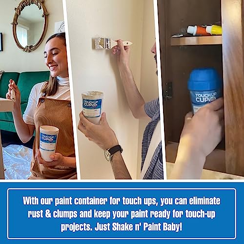Touch Up Cup Paint Storage Containers and Paint Brushes for Touch Ups, Home Improvement, 3 Plastic Painting Cups with Lids, 2 Brushes, As Seen On Shark Tank Products - style: 3 Cups + 2 Brushes