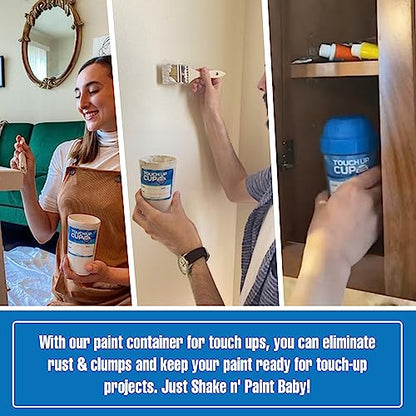 Touch Up Cup Paint Storage Containers and Paint Brushes for Touch Ups, Home Improvement, 3 Plastic Painting Cups with Lids, 2 Brushes, As Seen On Shark Tank Products - style: 3 Cups + 2 Brushes
