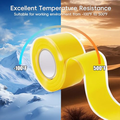 2-Pack Yellow Rubber Splicing Tape (20 Ft Total) - Self Fusing Emergency Repair Tape for Wiring & Marking - Non-Slip Silicone Grip for Handlebars - Easy-Peel Liner, 1 Inch x 10 Feet - color: Yellow