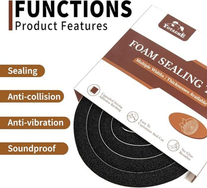 Yotache Air Conditioner Window Foam Insulation Seal 1"x1", High Resilience Foam Weather Stripping Door Seal Tape, 6.5 Ft x 4Pcs - size: (1"×1") 26FT