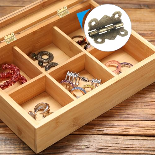 PATIKIL Small Jewelry Box Hinges 1-1/4 Inch, 12 Pack 180-degree Mini Butterfly Hinges Jewelry Box Hardware with 48 Screws for Cabinet Wooden Box Drawer Craft, Brown - color: Copper