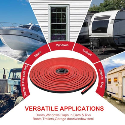 Pangda 35Ft D Shape Rubber Weather Stripping Foam Self-Adhesive EPDM Seal Strip for Noise Reduction Waterproof Dustproof for Cars Boats RVs Windows Doors (0.59" W x 0.55" H) - size: 35ft L, style: 0.59" W X 0.55" H