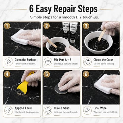 Black Tub&Tile Repair Kit – 5.6 oz Repair Kit for Bathtub, Tile, Countertop – Color-Matched for Black Porcelain, Fiberglass, Marble, Granite – Fix Cracks, Chips, Scratches – Waterproof DIY