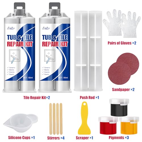 Tile Repair Kit - Porcelain Repair Kit for Repairing Scratches, Chips, Dents, Hole on Bathtub and Shower Tray, Ceramic Repair Filler for Acrylic, Fiberglass, Perfect Restoration of Marble Countertop