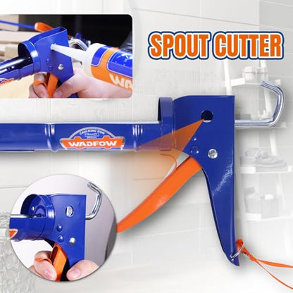 WADFOW Caulking Gun, No Drip Caulk Gun,9" Drip Free Hand Caulking Gun with Comfort Grip,Smooth Round Rod for 10oz Caulk Tubes,WCG2309D-2,Blue