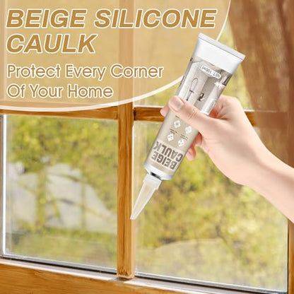 Beige Caulk, 200g Silicone Caulk for Bathroom Shower Kitchen Tile Floor Sealing, Waterproof, Stronger Adhesion, Shrink & Crack Proof, with a Scraper for Applying Evenly, 100g*2 - style: Beige