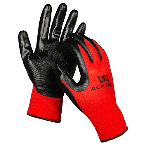 ACKTRA Nitrile Coated Safety WORK GLOVES 12 Pairs, WG003 Blue/Purple, Large
