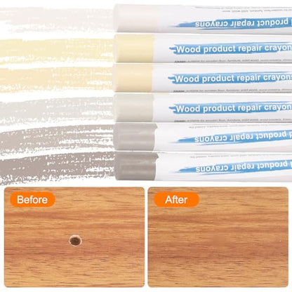 HARFINGTON Wood Filler Sticks 6 Colors Wooden Wax Touch Up Furniture Repair Crayons for Yellow Maple, Gray, Light Cloth, Khaki, Warm White, Warm White Small Embossed - color: Warm White Series
