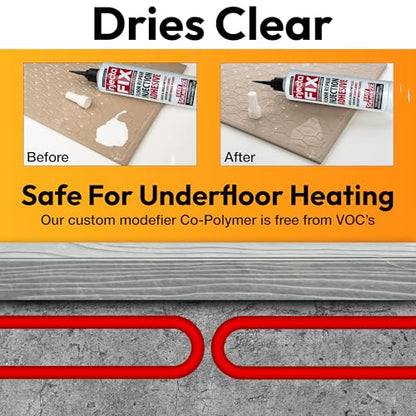 Floor-Fix Pro Easy Squeeze - Extra Strength Adhesive - Fix Loose & Hollow Tiles, Squeaky Wood & Laminate - Includes Built in 5/64” Syringe Tip - No Sealant Gun Required (10.1 Fl Oz) - color: 1