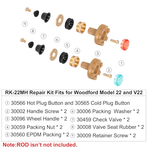 RK-22MH Repair Kit Metal Handle,Outside Faucet,Compatible with Woodford Model 22, Model V22 - size: RK-22MH