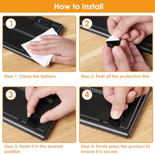 Rubber Feet for Electronics 20PCS Square - Black Rubber Bumpers Self Adhesive, Adhesive Rubber Feet for Cutting Board Speakers, Laptop, Appliances 0.78" x 0.38" - size: Black