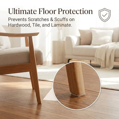 Felt Strips with Adhesive Backing, 4 Rolls 1/2 x 60 Inch Felt Tape Heavy Duty Furniture Pads for Protecting Hardwood Floors, Table Bases, Bookcases, Cabinets, Vases