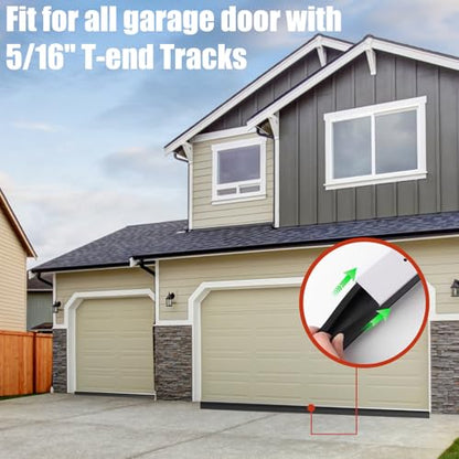 Garage Door Seals Bottom Rubber - Garage Door Weather Stripping Bottom Seal Kit Seal Strip Replacement with 5/16" T Ends, Weatherproof Garage Door Seals Prevent Drafts, Water & Dust - size: No track - 20 Feet