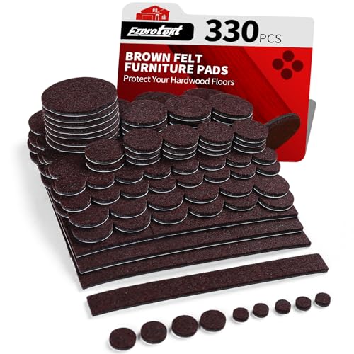 Ezprotekt Felt Furniture Pads, 330 Pcs Furniture Pads for Hardwoods Floors, Felt Pads for Chair Legs, Felt Pads for Furniture, Floor Protectors for Hardwood Floors - for Chair Desk Table (Brown) - size: 330pcs Brown