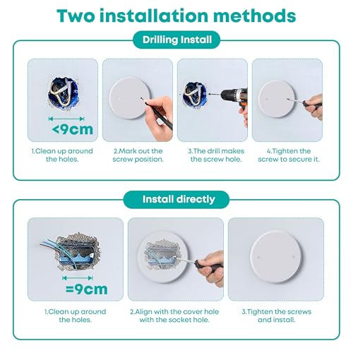 1 Pcs Smoke Detecte Cover Plate, 5 Inch Metal Round Blank Ceiling Cover Plate, Outlet Cover Plate For Junction Box And Wall Light Hole, Electrical Box Covers With Hole Spacing 3.5 Inch - color: 1 PCS