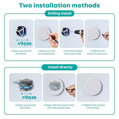 1 Pcs Smoke Detecte Cover Plate, 5 Inch Metal Round Blank Ceiling Cover Plate, Outlet Cover Plate For Junction Box And Wall Light Hole, Electrical Box Covers With Hole Spacing 3.5 Inch - color: 1 PCS