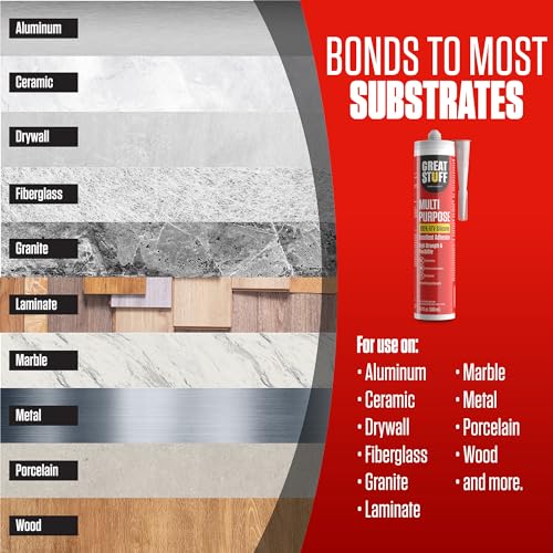 Great Stuff 100% Silicone Caulk - Clear RTV Silicone Sealant, All Purpose Sealant, Outdoor Caulking Weatherproof, Silicone Caulk Clear, Bathroom Caulk, Silicone Sealant, 10.1 oz