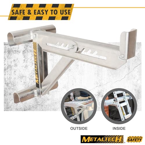 Metaltech 1 Unit 2-Rung Ladder Jack E-LJ20, Aluminum Jack for Scaffolding Extensions and Work Platforms, Scaffold, Masonry, Painting, Roofing Tool for Job Site and Home Improvement - size: 1 Unit 2 Rung