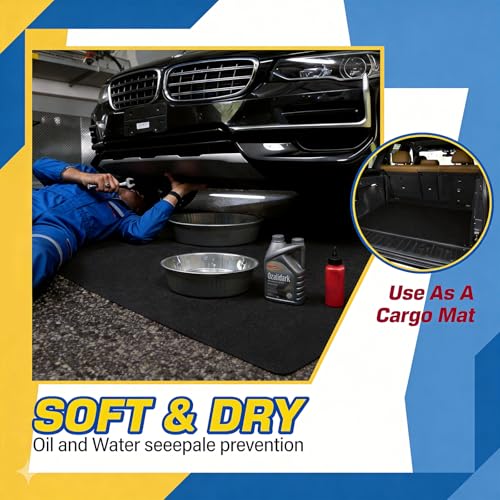 AHEONLAR Oil Spill Mat, 8'10"x22' Waterproof Garage Floor Mats for Under Car, Garage Car Mat Easy to Clean, Oil Change Mat Durable, Washable, Protection from Snow, Rain and Mud for Cars（Black） - size: 8'10"x22'