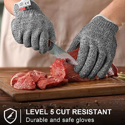 Hercicy 12 Pairs Cut Resistant Gloves Level 5 Protection Safety Cutting Kitchen Cuts Gloves for Chefs Garden - size: Medium