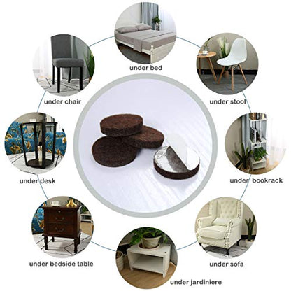 uxcell 70pcs Furniture Pads Round 1" Self-stick Non-slip Anti-scratch Felt Pads Floors Protector Dark Brown - size: 25 x 5mm