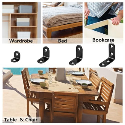 QSJ 26 PCS Corner Bracket Brace Set Stainless Steel 90-Degree Corner Braces 0.78’’/0.98’’/1.18’’/1.57’’with 64pcs Screws for Wood Furniture Cabinet Chair - size: 26Pcs Bracket Set (Solid L-0.78/0.98/1.18/1.57'')