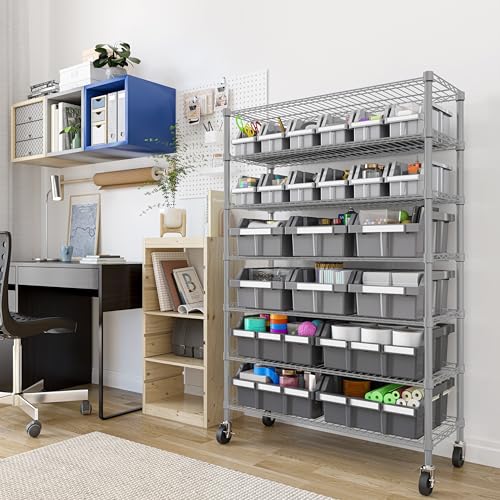 Seville Classics Commerical Grade NSF-Certified Bin Rack Storage Steel Wire Shelving System - 22 Bins - Gray - color: Gray, size: 22 Bin